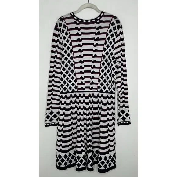 Eliza J Women’s Scoop Neck Fit & Flare Printed Sweater Dress Size XL - Picture 7 of 7